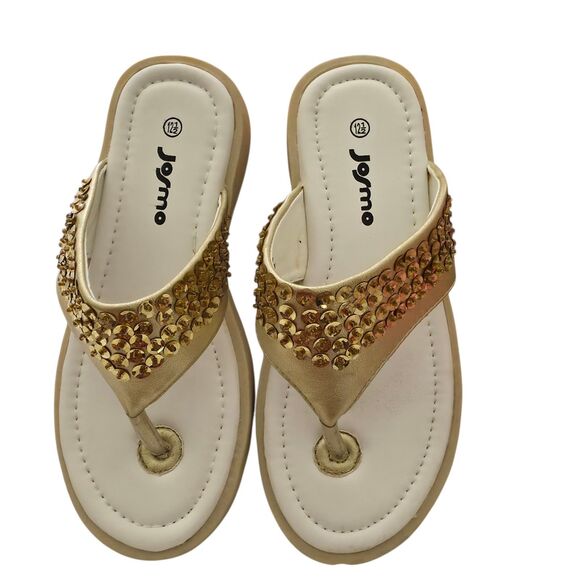 Josmo Other - Josmo Flip Flop Sandals Girls size 12.5 Gold Sequined New With Box